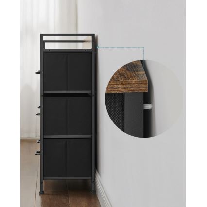 Cómoda com gavetas KIRA castanha/preta