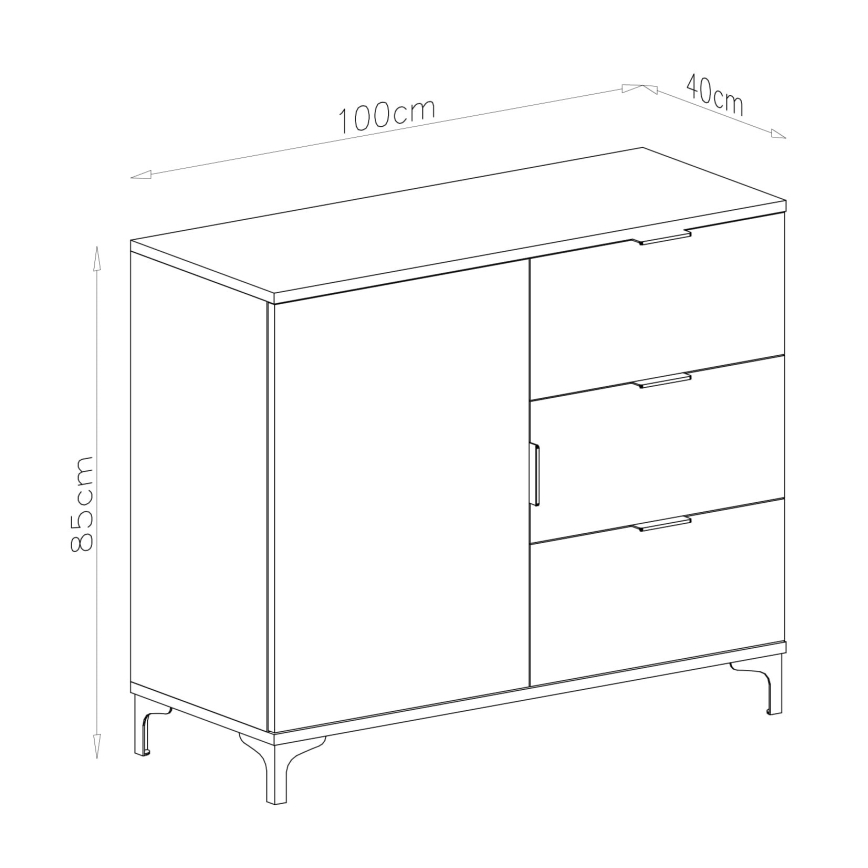 Cômoda com gavetas LORA carvalho artisan