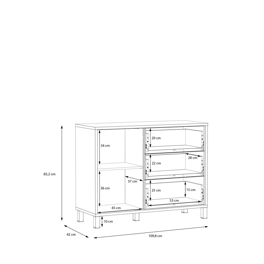 Cómoda com gavetas OREN castanho/preto