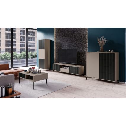 Cómoda com gavetas RONJA taupe/preto