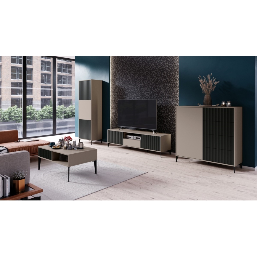 Cómoda com gavetas RONJA taupe/preto