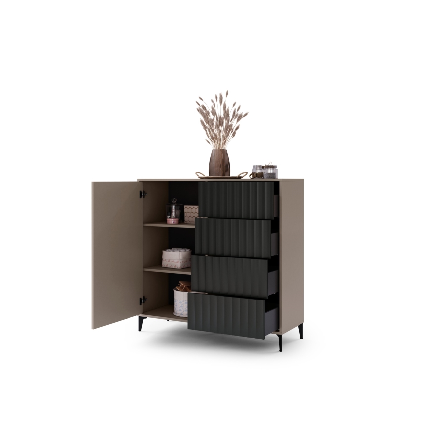 Cómoda com gavetas RONJA taupe/preto