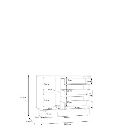 Cômoda com gavetas VIRO castanha/bege