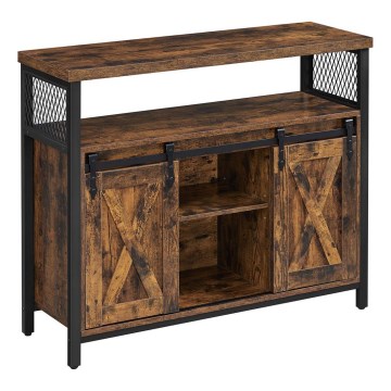 Cómoda com portas de correr FIRA castanho/preto