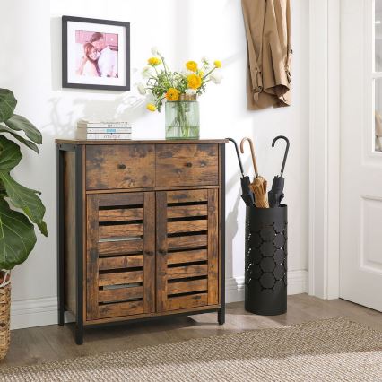 Cômoda com gavetas FIRA castanha/preta