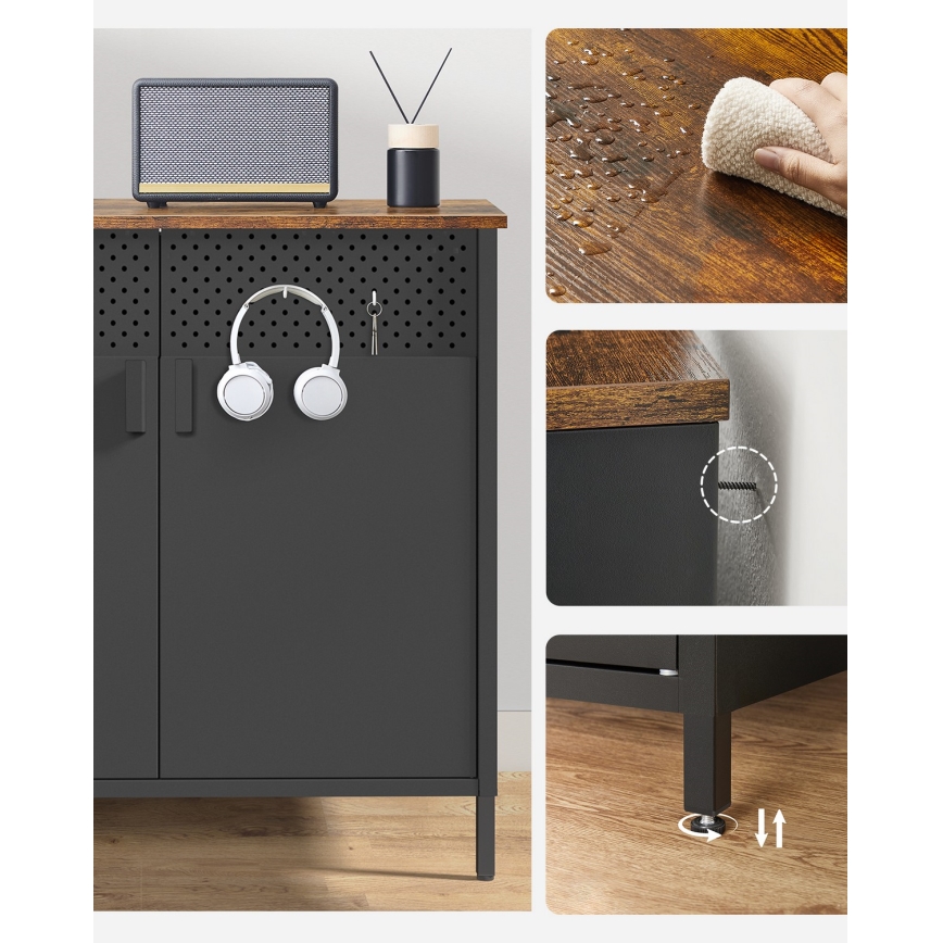 Cômoda FIRA preta/marrom