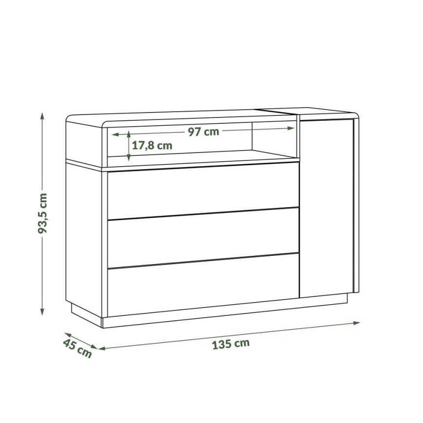 Cômoda com gaveta FRED antracite/carvalho artisan