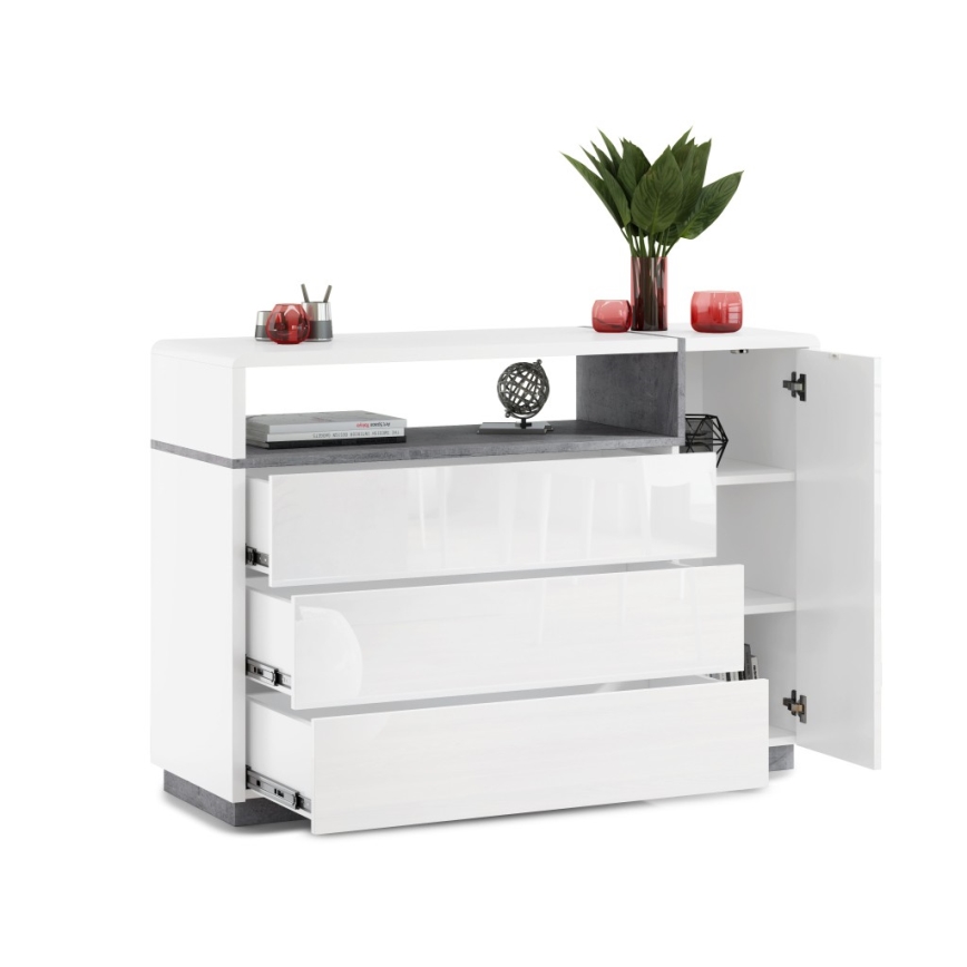 Cômoda com gaveta FRED branco/cinza