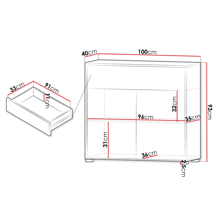 Cômoda GESITA 100x93 cm branca