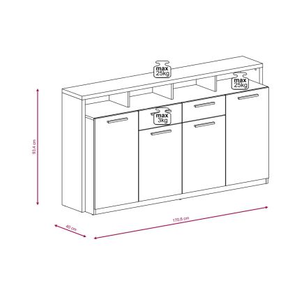 Cómoda LEBY carvalho sonoma/branco