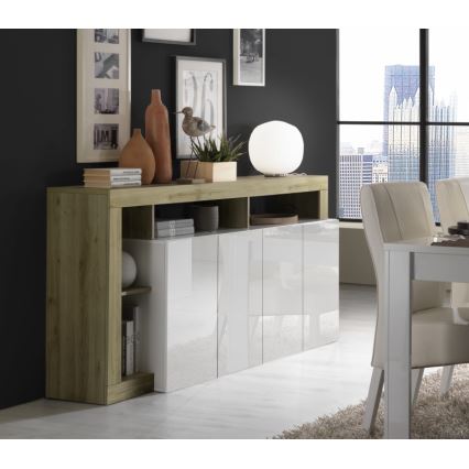 Cómoda LENOR 184x93x42 cm branco/carvalho claro