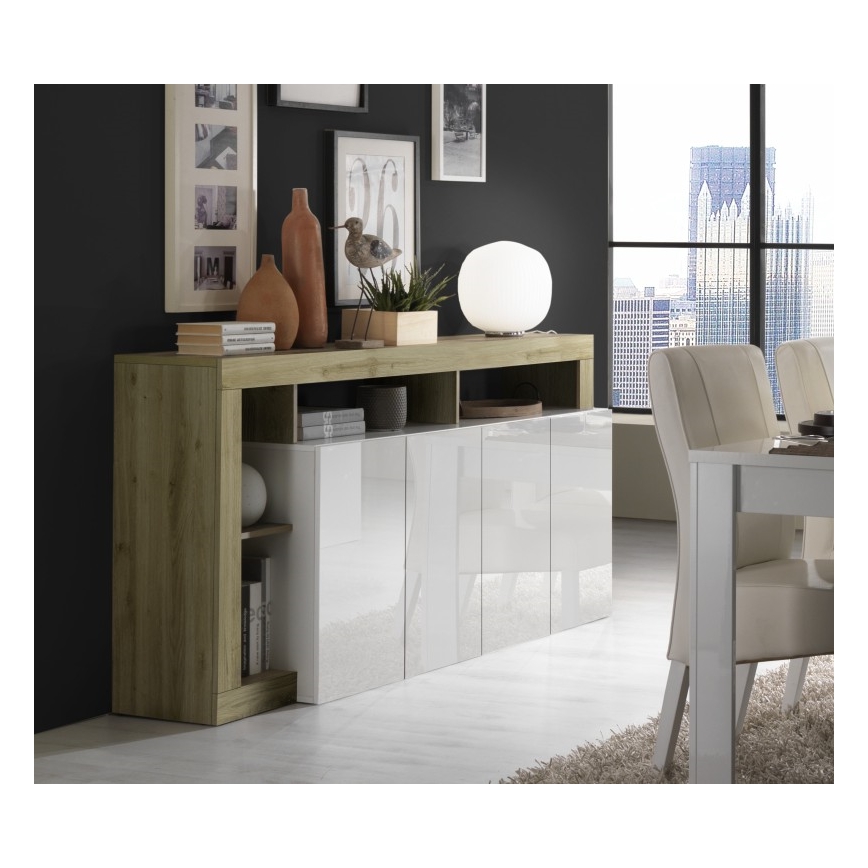Cómoda LENOR 184x93x42 cm branco/carvalho claro