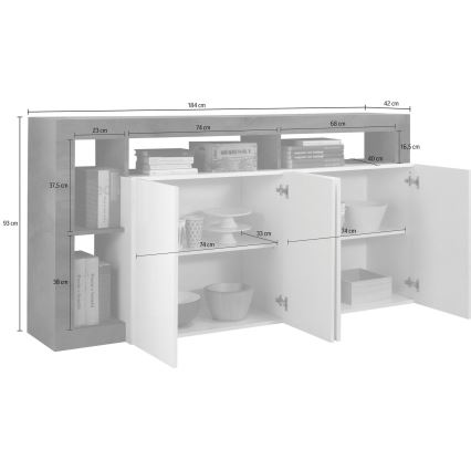 Cómoda LENOR 184x93x42 cm branco/carvalho claro