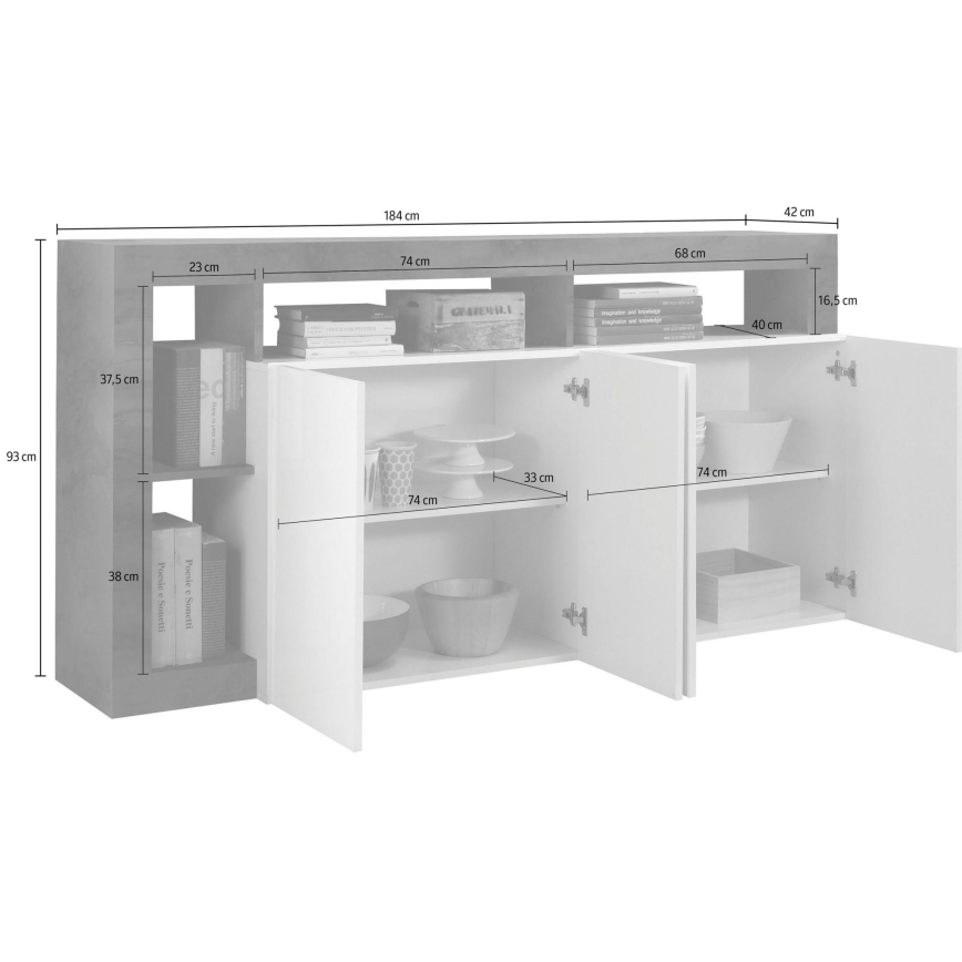 Cómoda LENOR 184x93x42 cm branco/carvalho claro