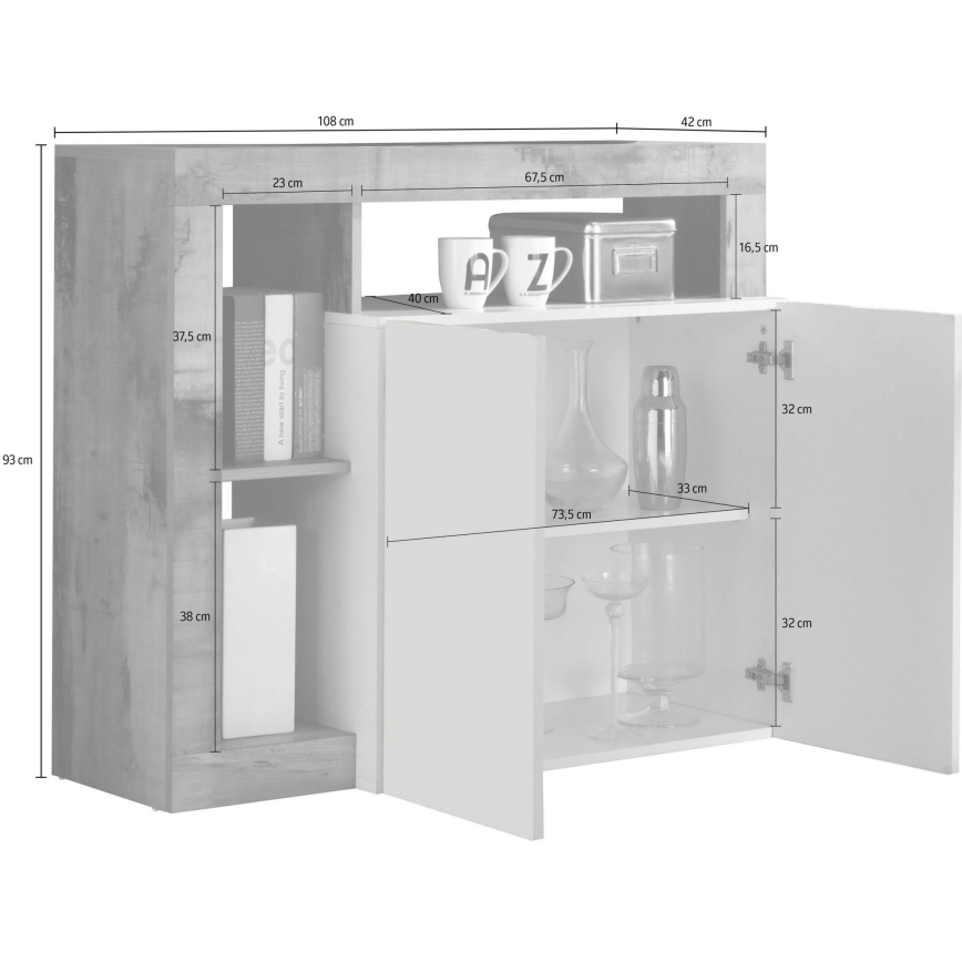 Cômoda LENOR branca/antracite