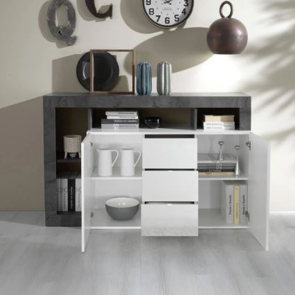 Cômoda LENOR branca/antracite