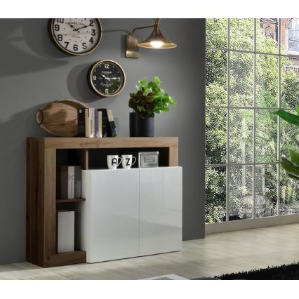 Cómoda LENOR branca/carvalho