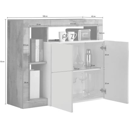 Cómoda LENOR branca/carvalho