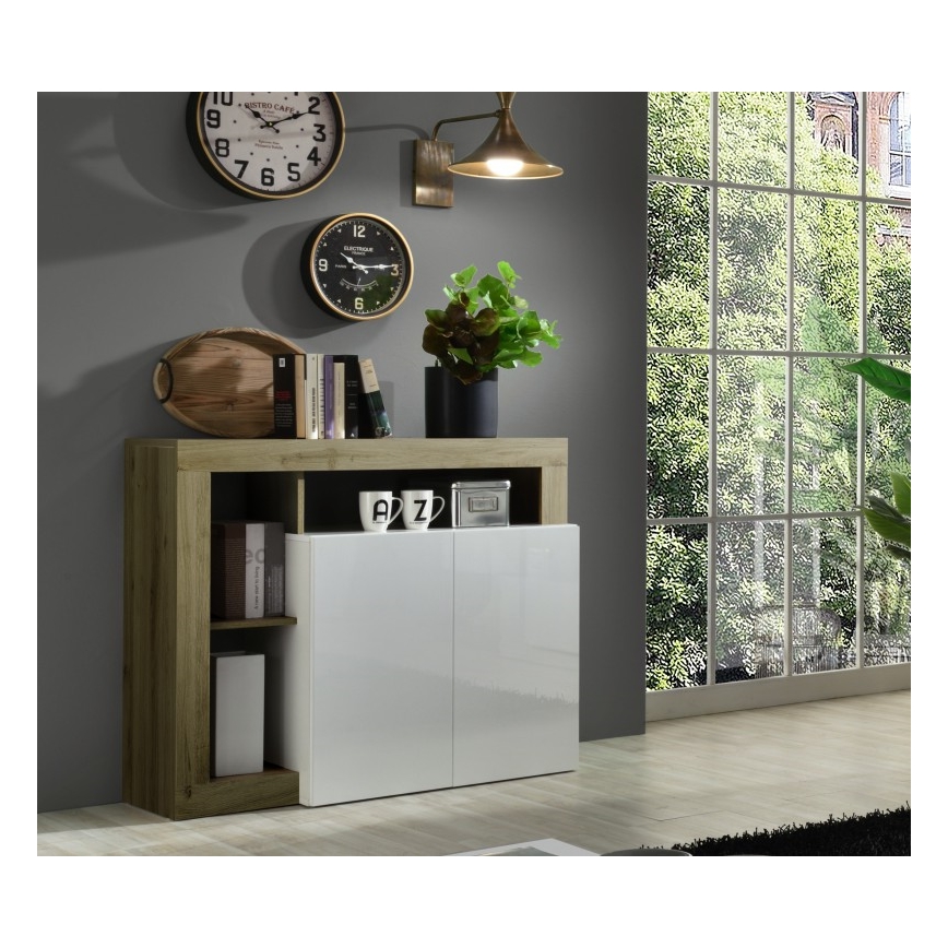 Cômoda LENOR branca/castanha