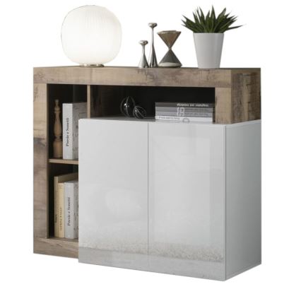 Cómoda LENOR branca/castanha