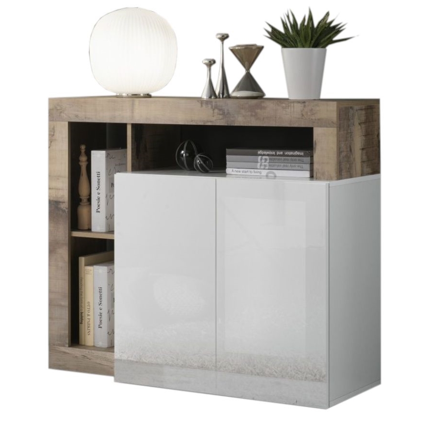 Cómoda LENOR branca/castanha