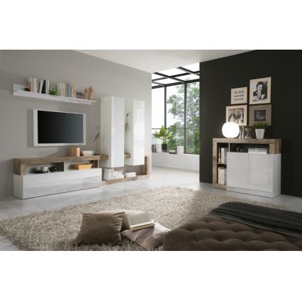 Cómoda LENOR branca/castanha