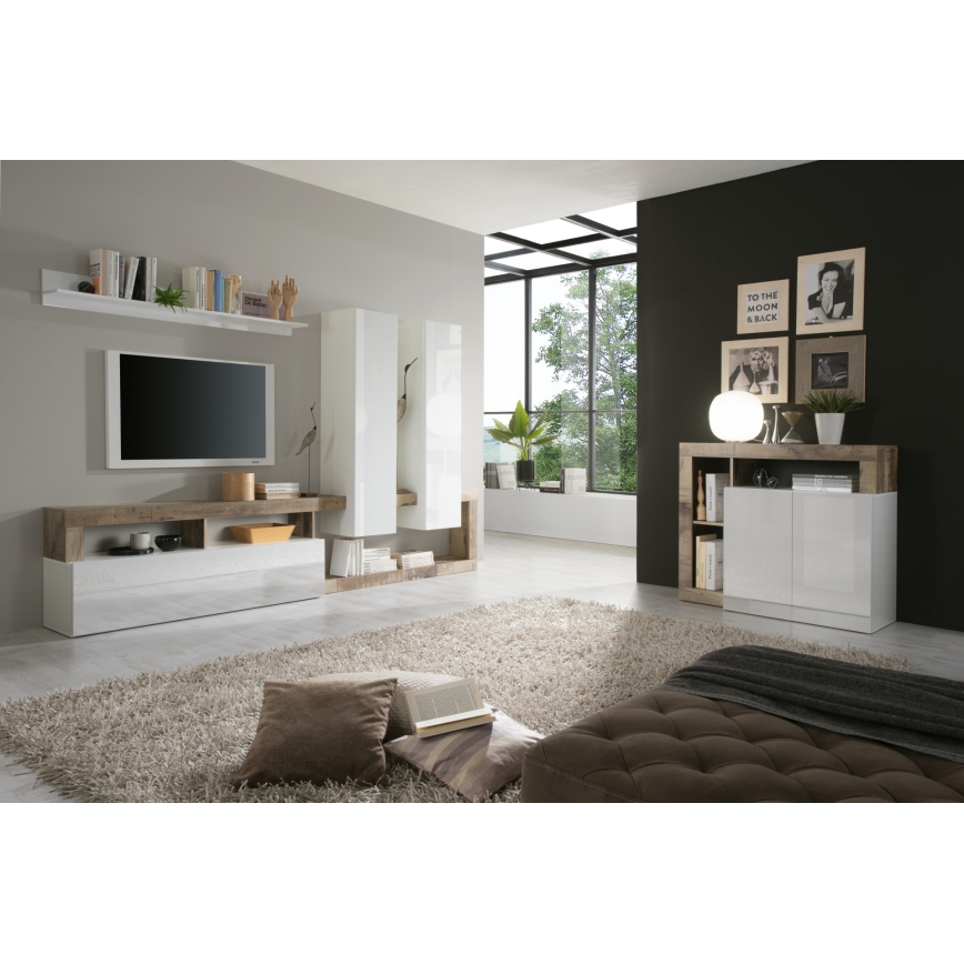 Cómoda LENOR branca/castanha