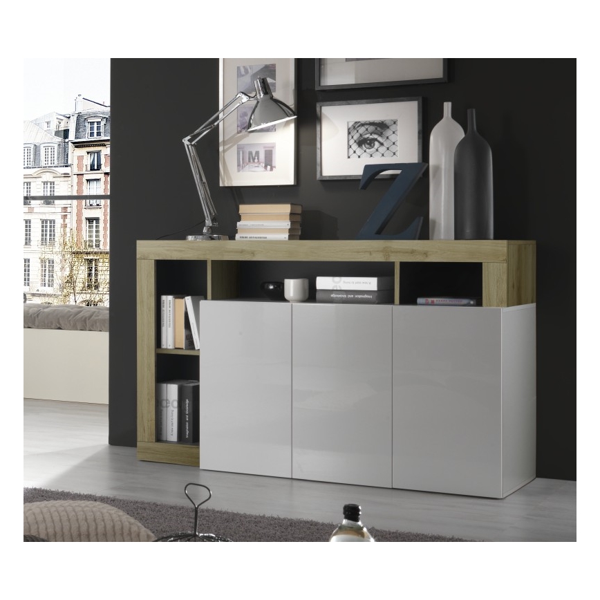 Cômoda LENOR branca/castanha