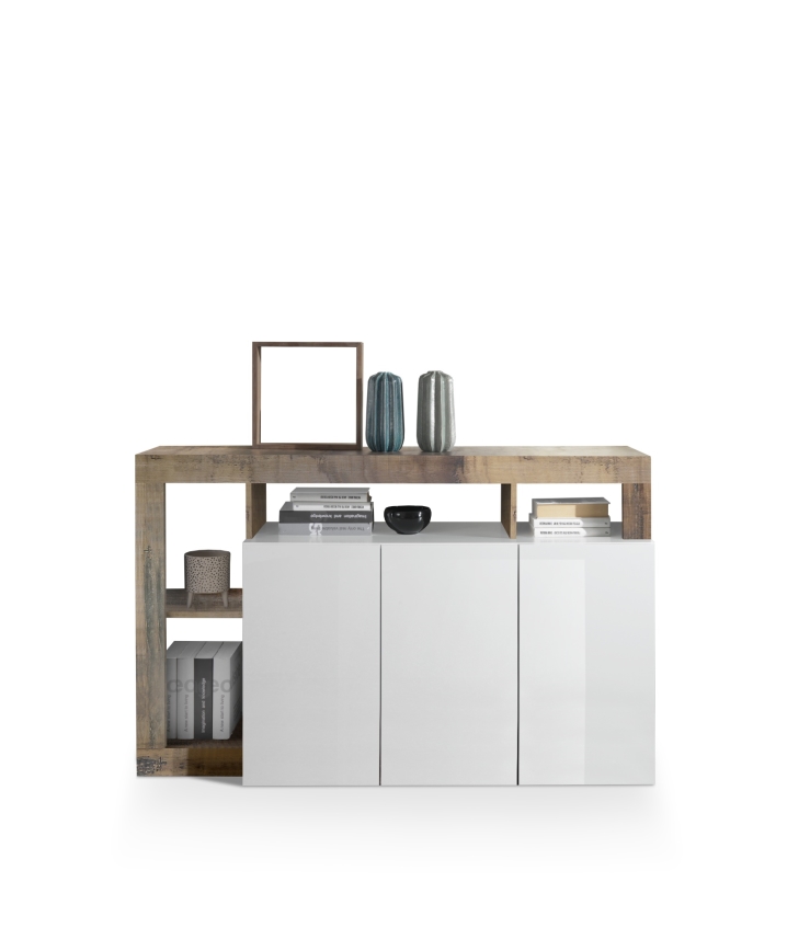 Cómoda LENOR branca/castanha