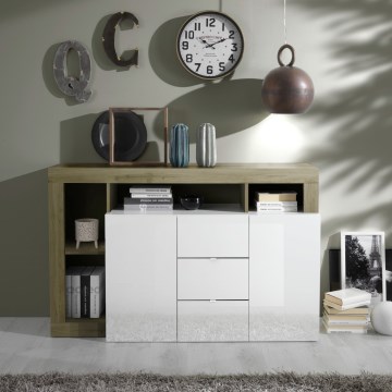 Cômoda LENOR branca/castanha