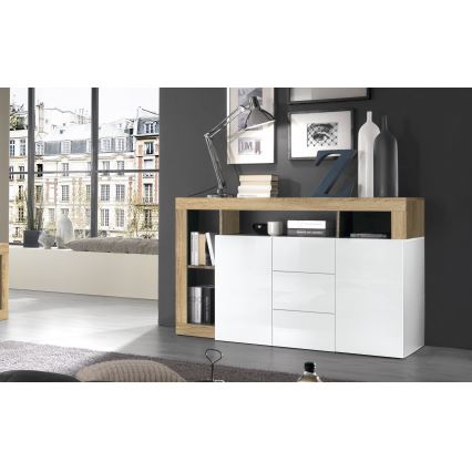 Cômoda LENOR branca/castanha