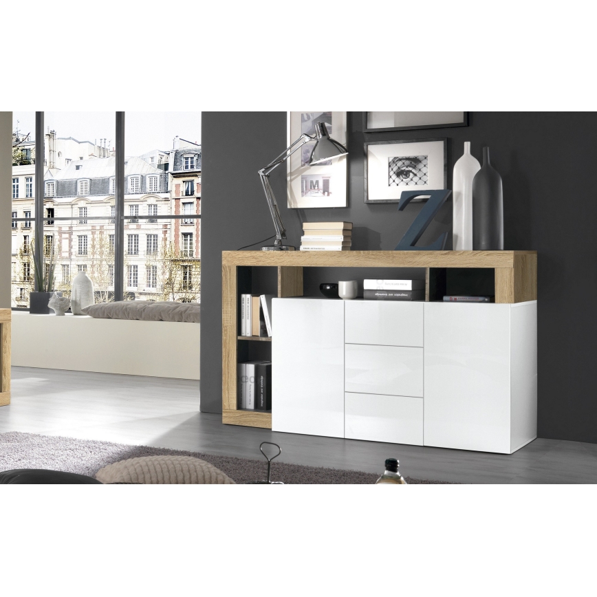 Cômoda LENOR branca/castanha