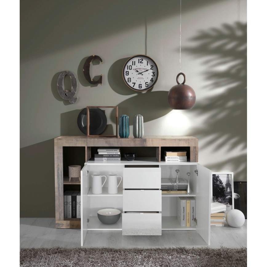 Cômoda LENOR branca/castanha