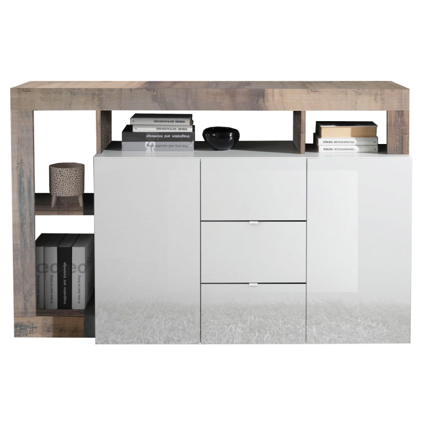 Cômoda LENOR branca/castanha