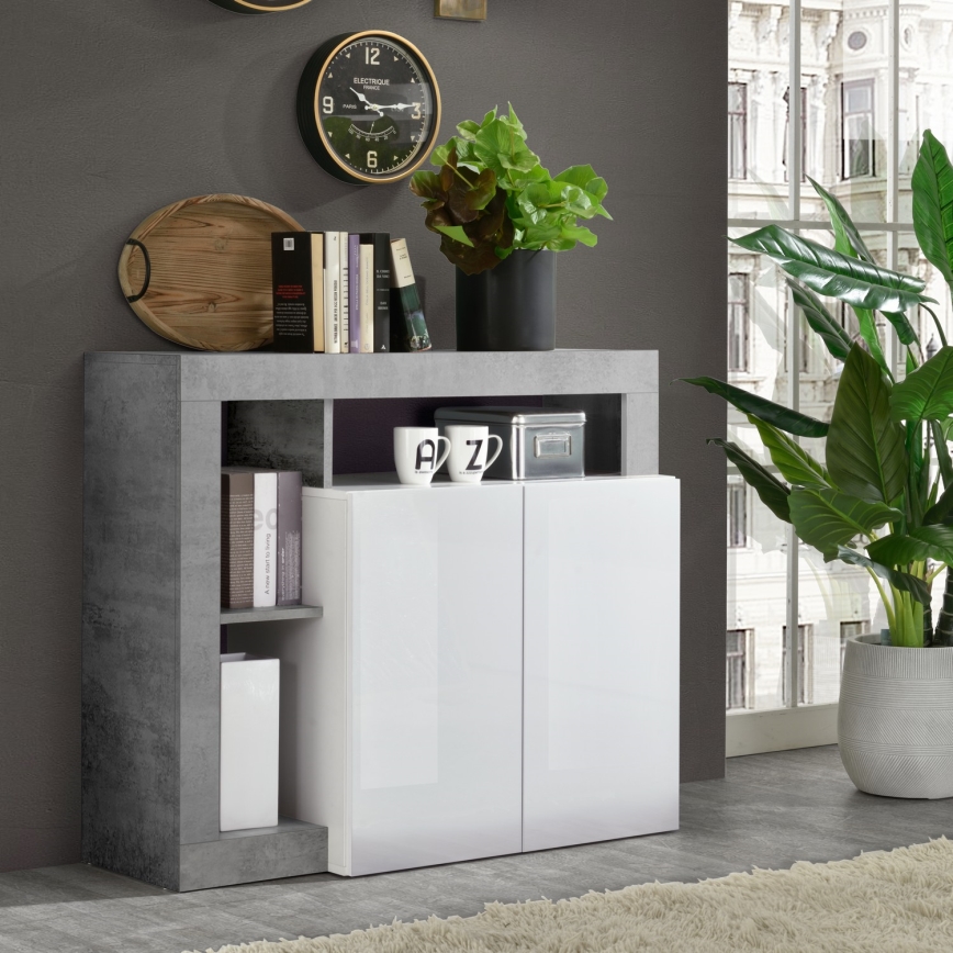 Cômoda LENOR branca/cinzenta betão