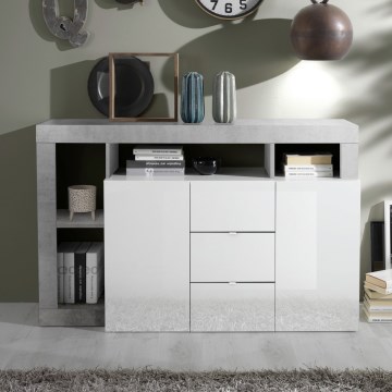 Cómoda LENOR branca/cinzenta betão