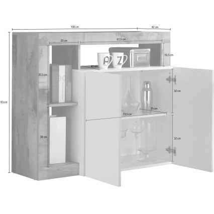 Cômoda LENOR caxemira/carvalho claro