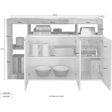 Cômoda LENOR caxemira/carvalho