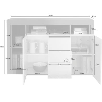 Cômoda LENOR caxemira/carvalho