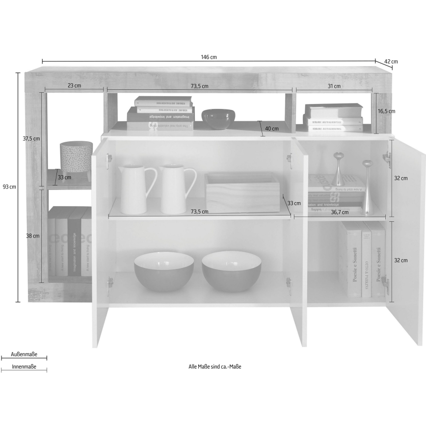Cômoda LENOR caxemira/castanho