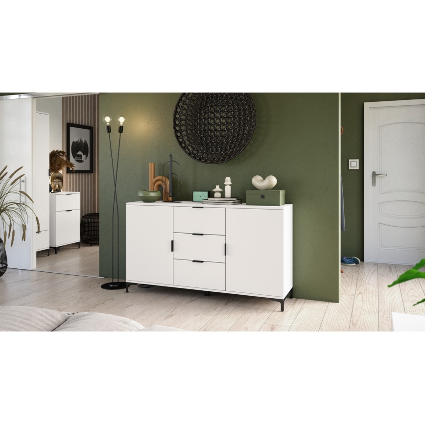 Cômoda com gavetas e portas LORA branca