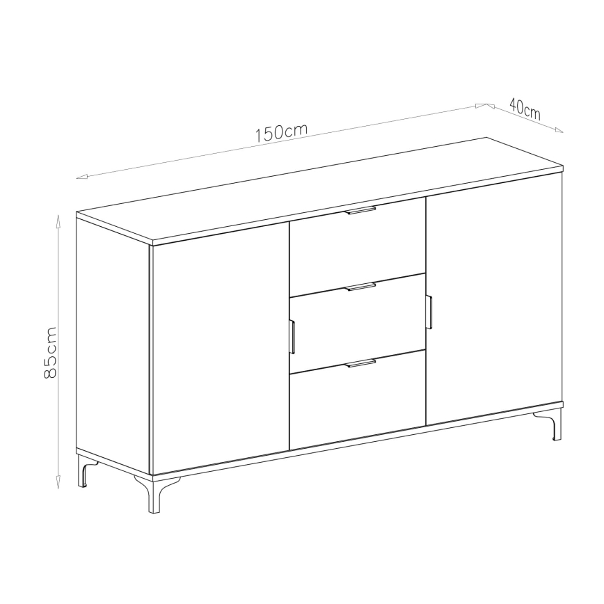Cômoda com gavetas e portas LORA branca