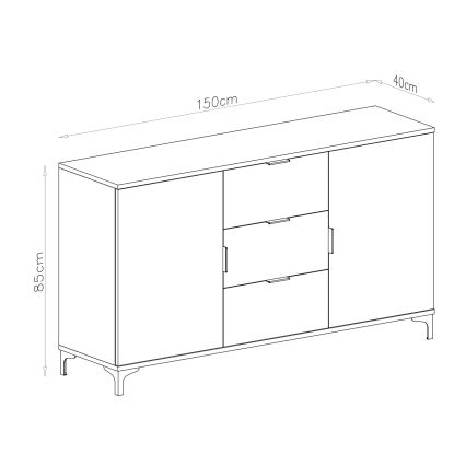 Cómoda LORA com gavetas e portas, bege