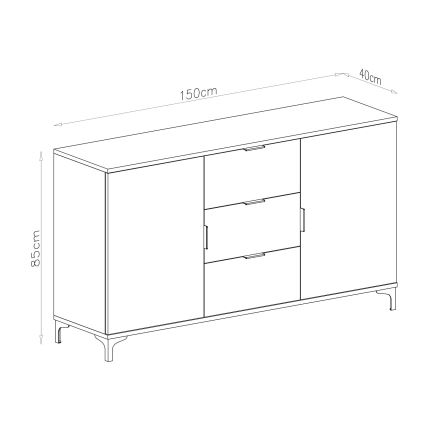 Cómoda com gavetas e portas LORA carvalho artisan