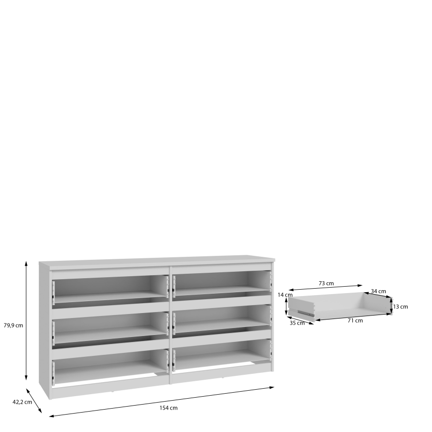 Cómoda MAO com gavetas, branca