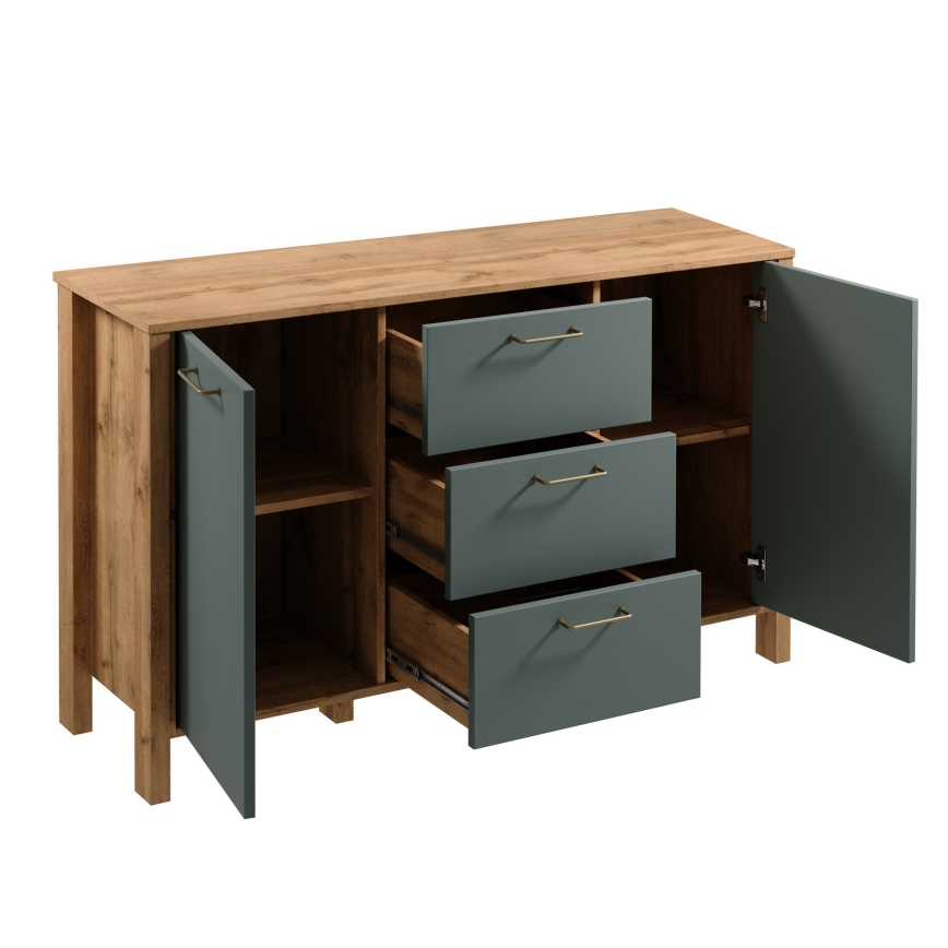 Cômoda MENTA 138x81x40 cm carvalho wotan/verde