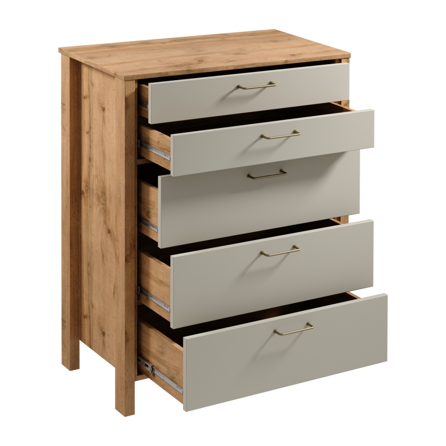 Cômoda MENTA 90x108x47 cm carvalho wotan/cinza