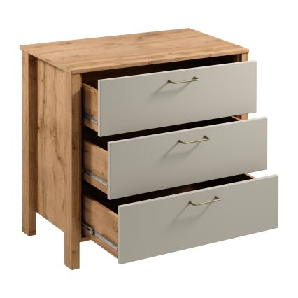 Cómoda MENTA 90x81x47 cm carvalho Wotan/cinzento