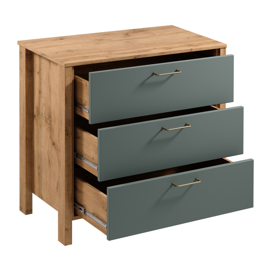 Cômoda MENTA 90x81x47 cm carvalho Wotan/verde