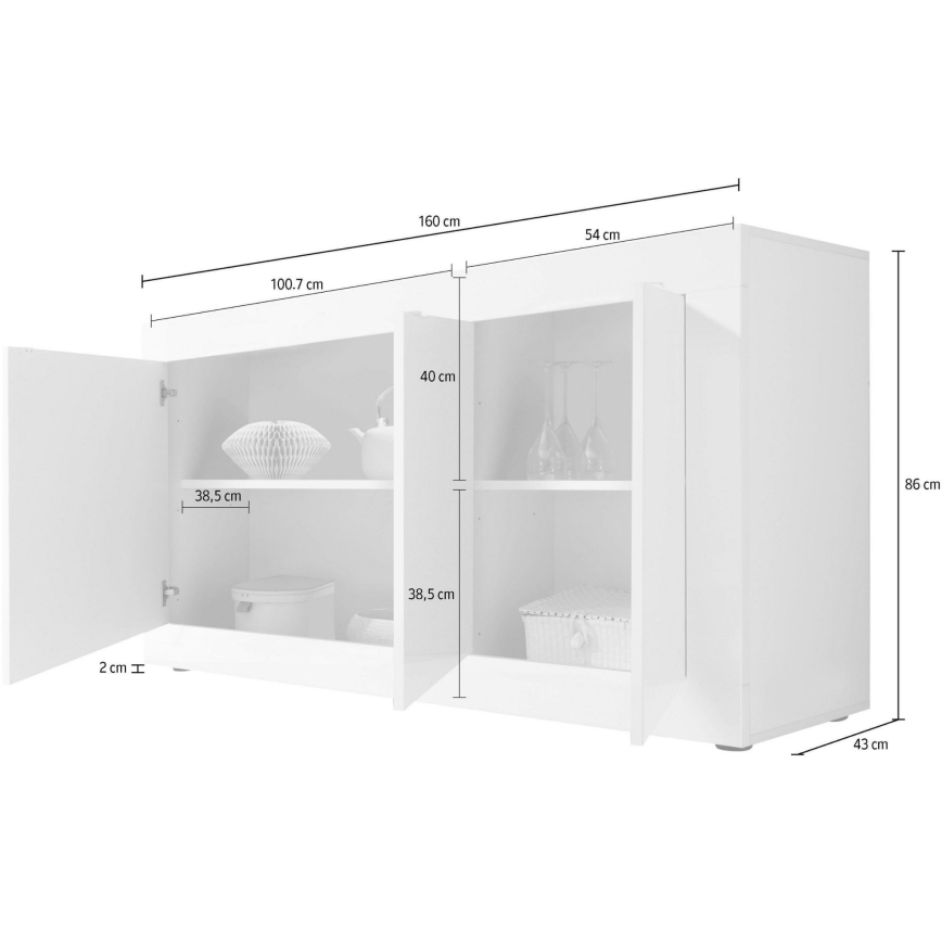 Cómoda NERILA branca/castanha